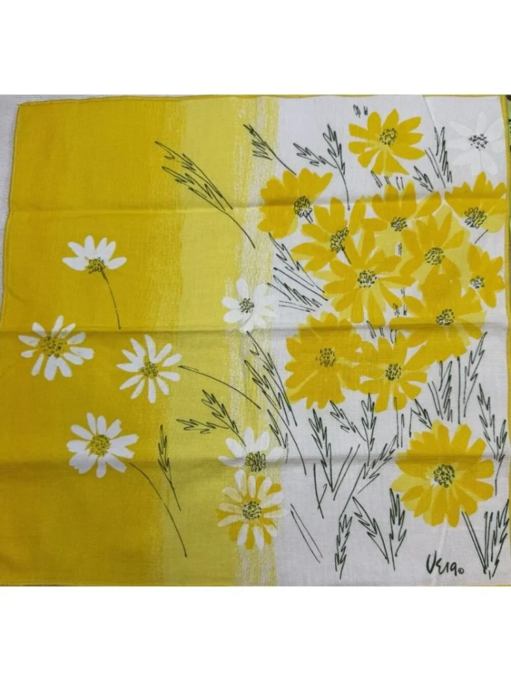 Vintage Vera Daisy Floral Handkerchief Napkins Set Of Six Cotton 15”X 15”￼￼